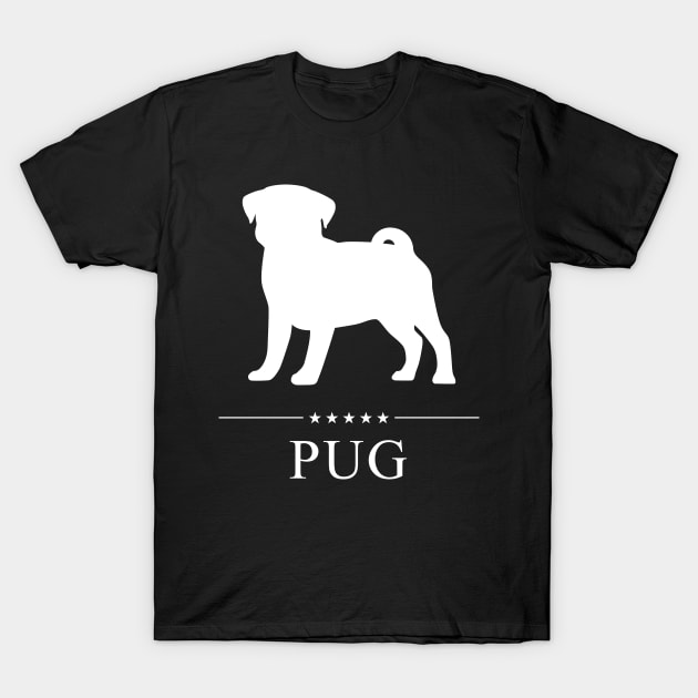 Pug Dog White Silhouette T-Shirt by millersye